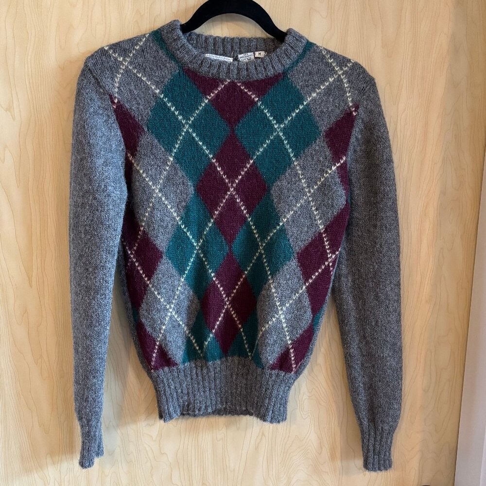 The Narragansett Women's M Argyle Sweater - 100% Peruvian Alpaca Wool